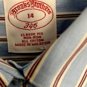 Brooks Brothers Classic Fit sz 14 non iron pin-str